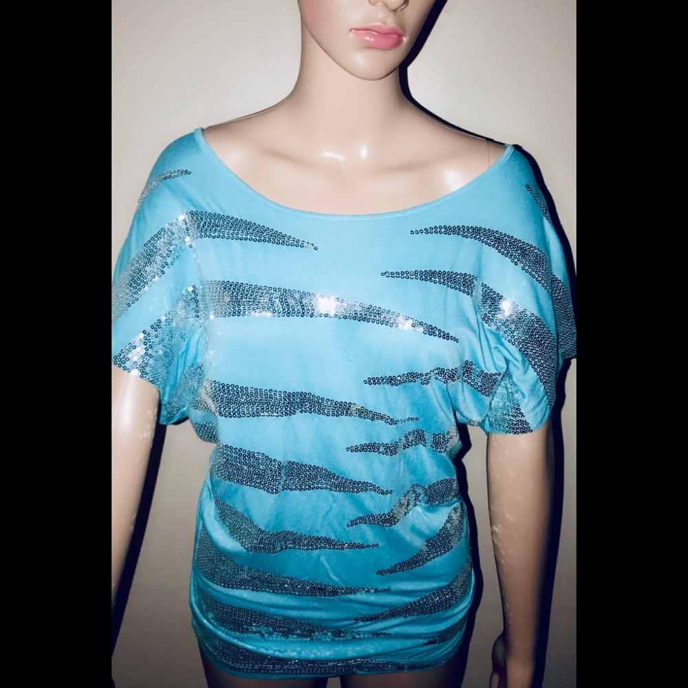 Bebe sequined teal top